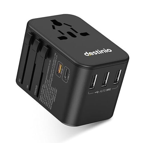 Destinio Universal Travel Adapter: 6-in-1 Fast 35W Charger with USB & Type C Ports
