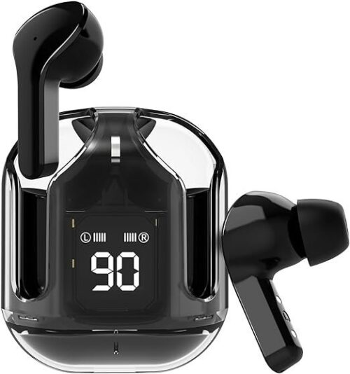 Olivepranc Ultrapods TWS Earbuds - Transparent Design, 30 Hrs Playtime (Black)
