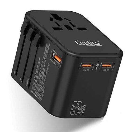 Ceptics 65W Universal Travel Adapter for Laptops & Phones